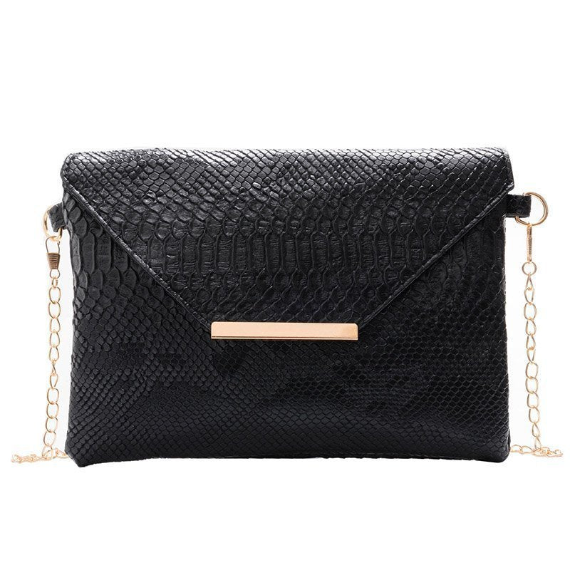 Crossbody snake print envelope bag large capacity temperament pu female bag