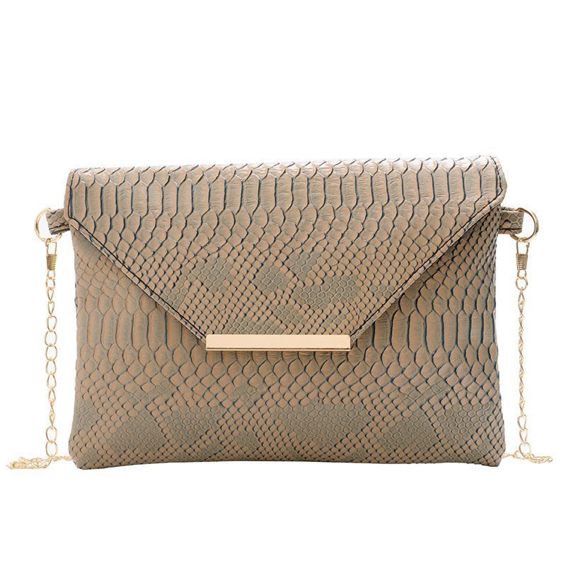 Crossbody snake print envelope bag large capacity temperament pu female bag