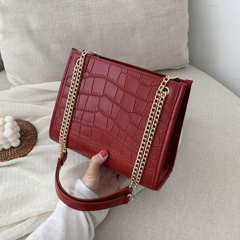 Western Style All-match Messenger Bag Net Red Crocodile Pattern Shoulder Bag