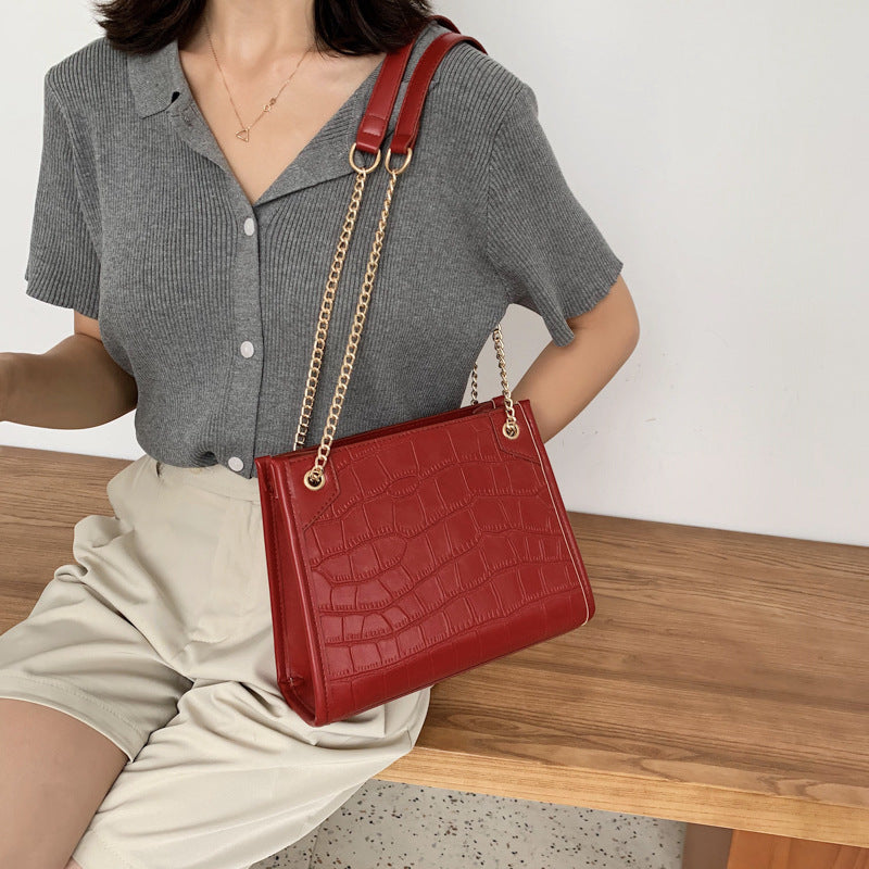 Western Style All-match Messenger Bag Net Red Crocodile Pattern Shoulder Bag