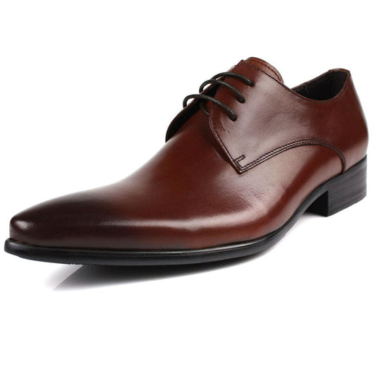 Top Layer Leather Shoes Men's Breathable Pointed Toe