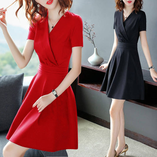 Mid-length Waist Skimming Small Black Dress Women