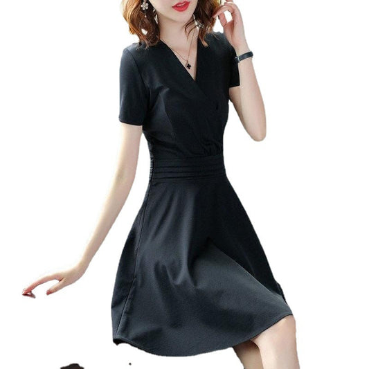 Mid-length Waist Skimming Small Black Dress Women