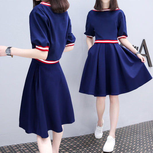 Slim Slimming Fake Two A-Line Dress Women
