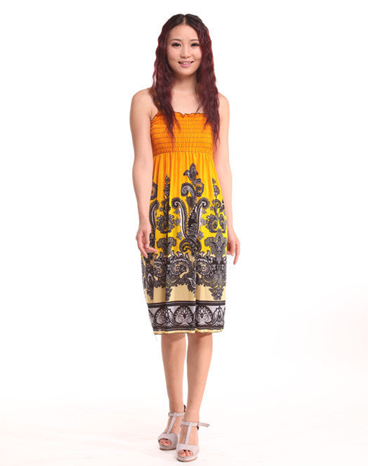 Bohemian Floral Dress Printed Milk Silk Plus Size Beach Dress Suspender Dress For Women