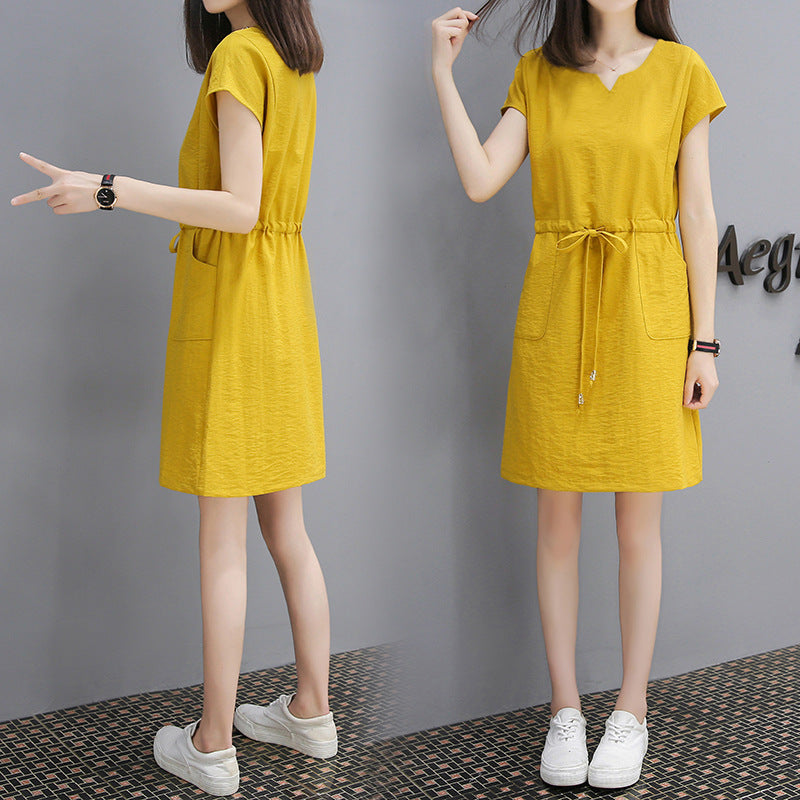 V-neck wide loose dress