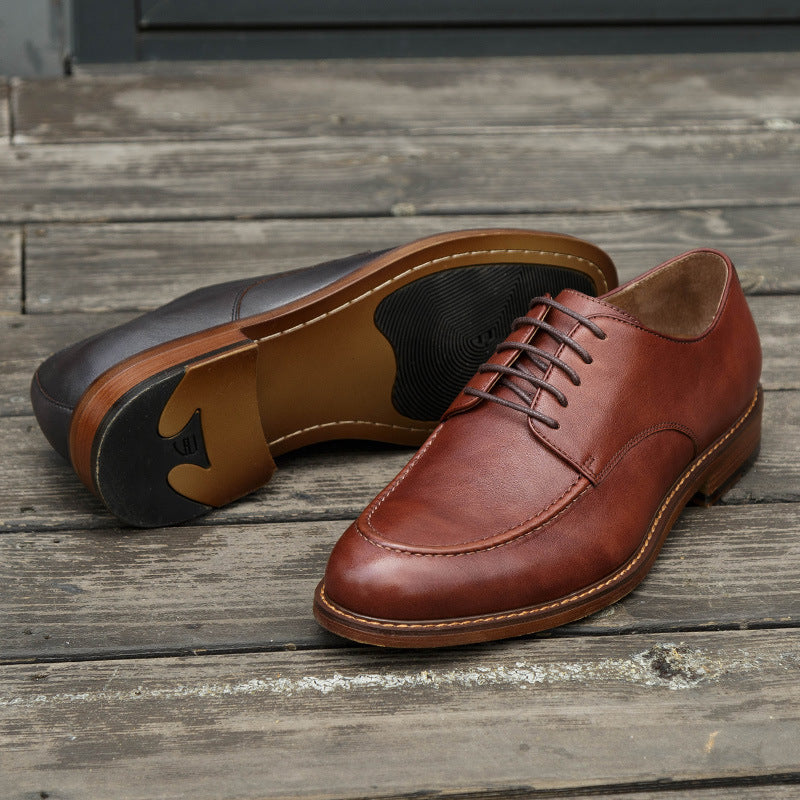 Casual Lace-up Men's Shoes Low-top Shoes British Men's Leather